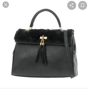 - -- Aldo Opdyke black fur tassel handbag/crossbody